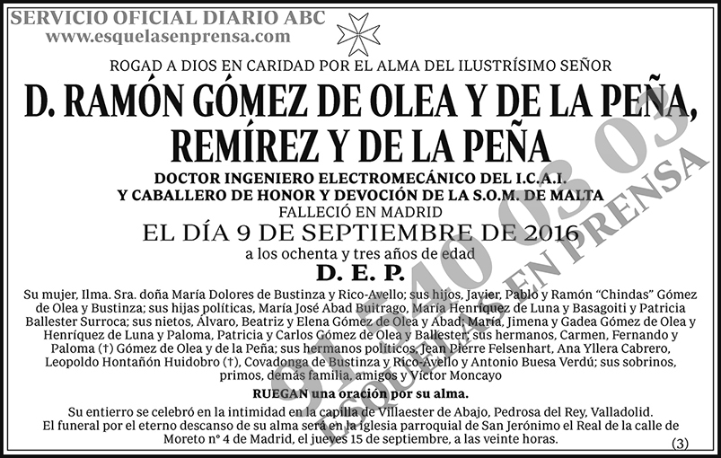 Ramón Gómez de Olea y de la Peña, Remírez y de la Peña